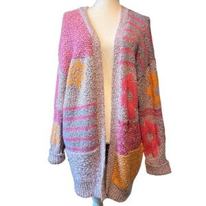 SINCERELY JULES WOMENS COLORFUL FLORAL OPEN CARDIGAN SIZE MEDIUM